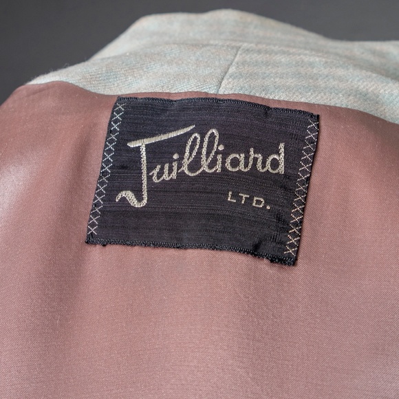 50s Dress Suit Horizontal Blue Mauve Stripe - Picture 8 of 12